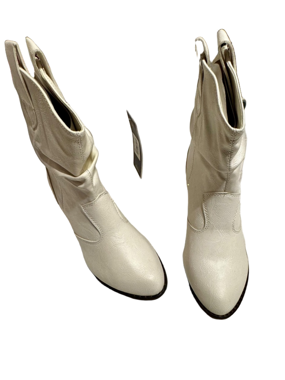 Charles Albert White Faux-Leather Western Ankle Booties